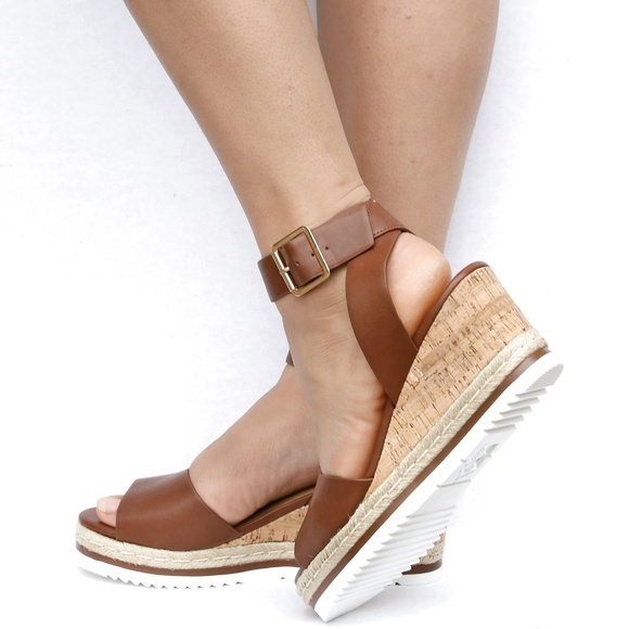New Brown Platform Espadrille Wedge Sandal 6 7.5 8 - Picture 4 of 4